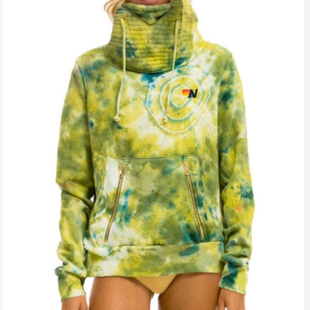 NWT Aviator Nation Ninja Hoodie Hand Dyed Grn - S